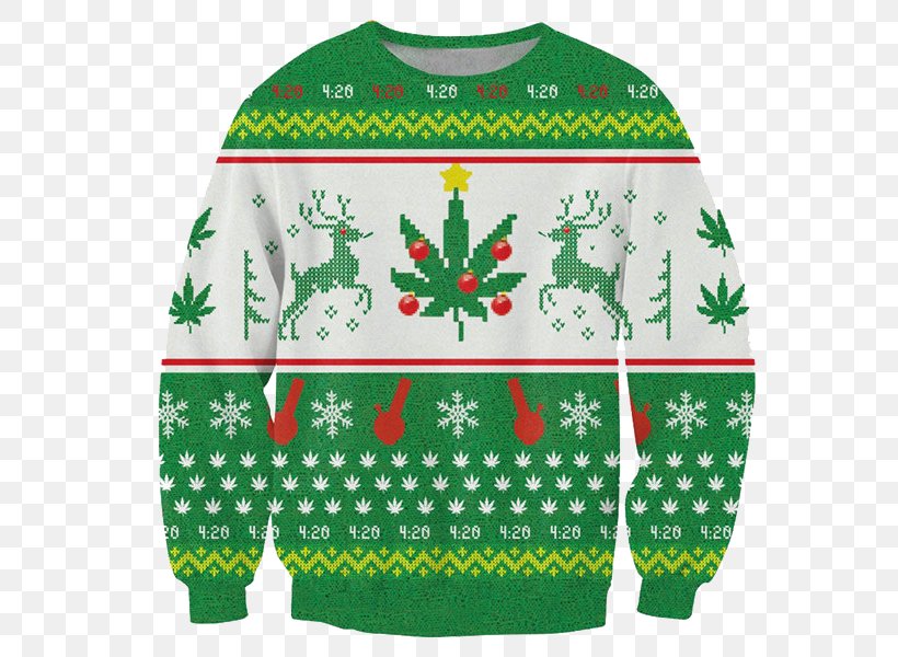 Christmas Jumper T-shirt Sweater Cannabis, PNG, 600x600px, Christmas Jumper, Bluza, Bong, Cannabis, Christmas Download Free