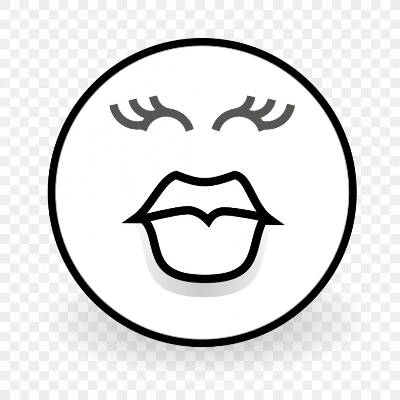Emoticon Kiss Clip Art, PNG, 999x999px, Emoticon, Area, Black And White, Emotion, Face Download Free