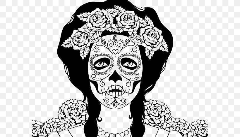 La Calavera Catrina Day Of The Dead Death Drawing, PNG, 600x470px, Watercolor, Cartoon, Flower, Frame, Heart Download Free