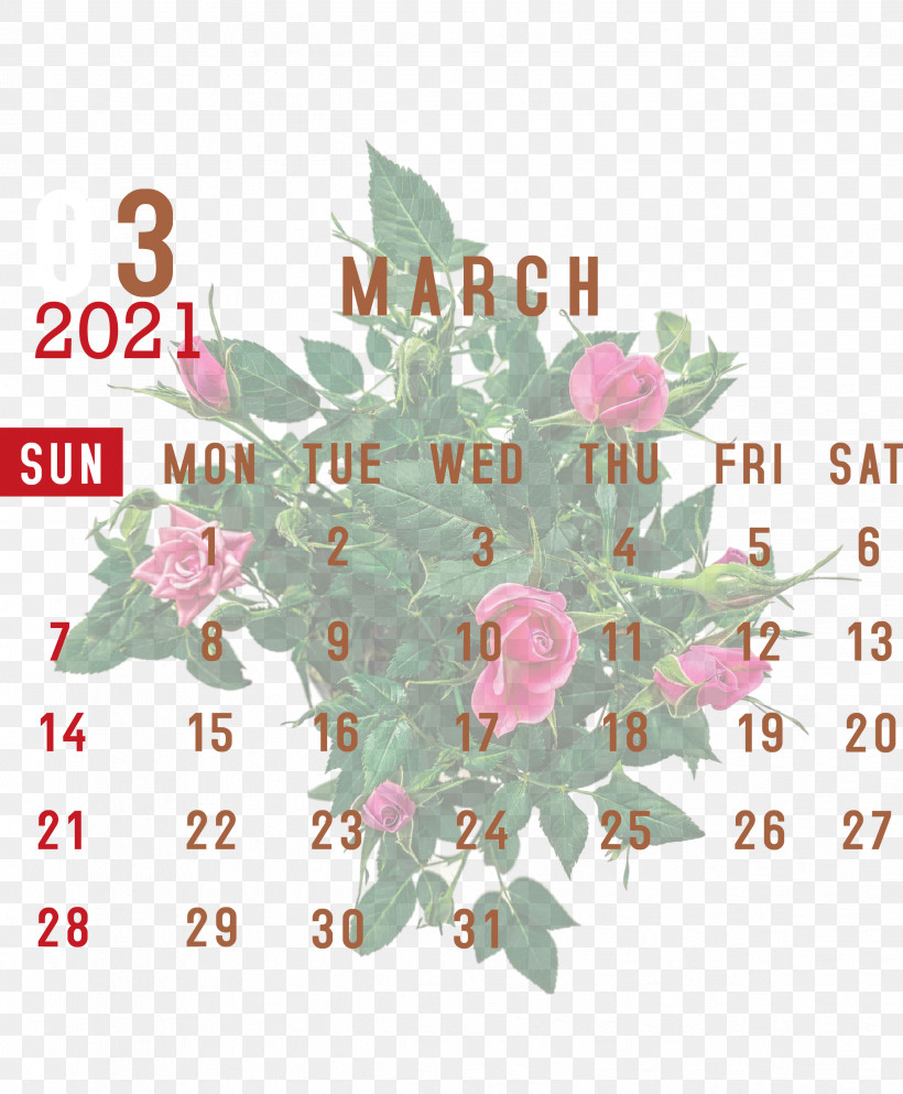 March 2021 Printable Calendar March 2021 Calendar 2021 Calendar, PNG, 2476x3000px, 2021 Calendar, March 2021 Printable Calendar, Biology, Floral Design, Flower Download Free