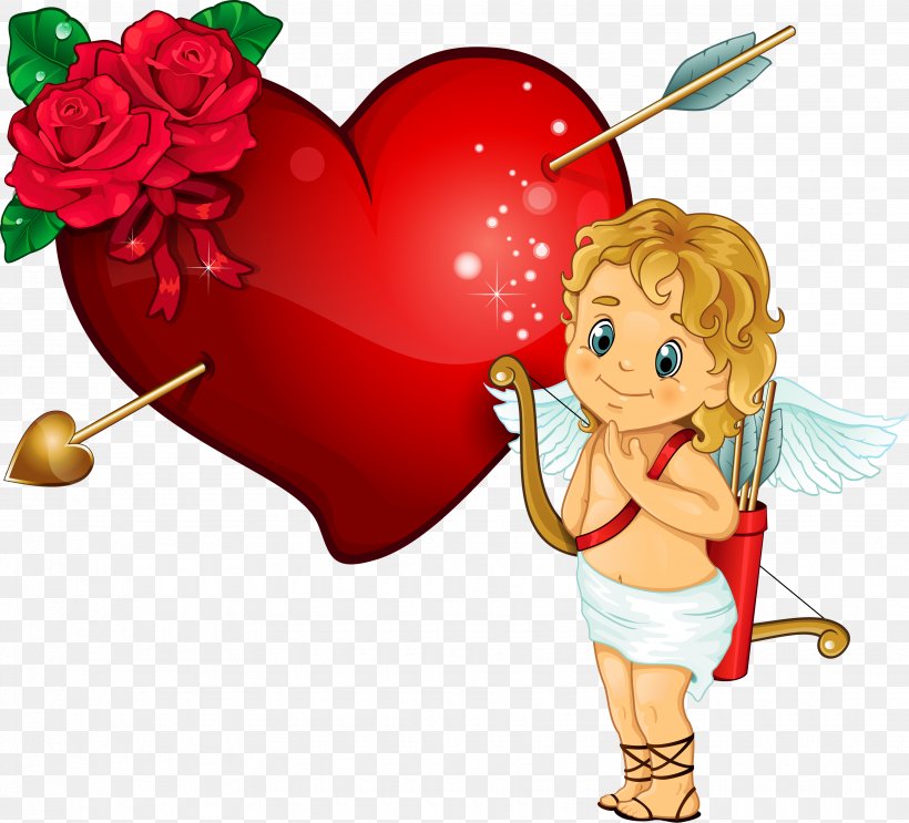 Cupid's Bow Heart, PNG, 3500x3174px, Watercolor, Cartoon, Flower, Frame, Heart Download Free