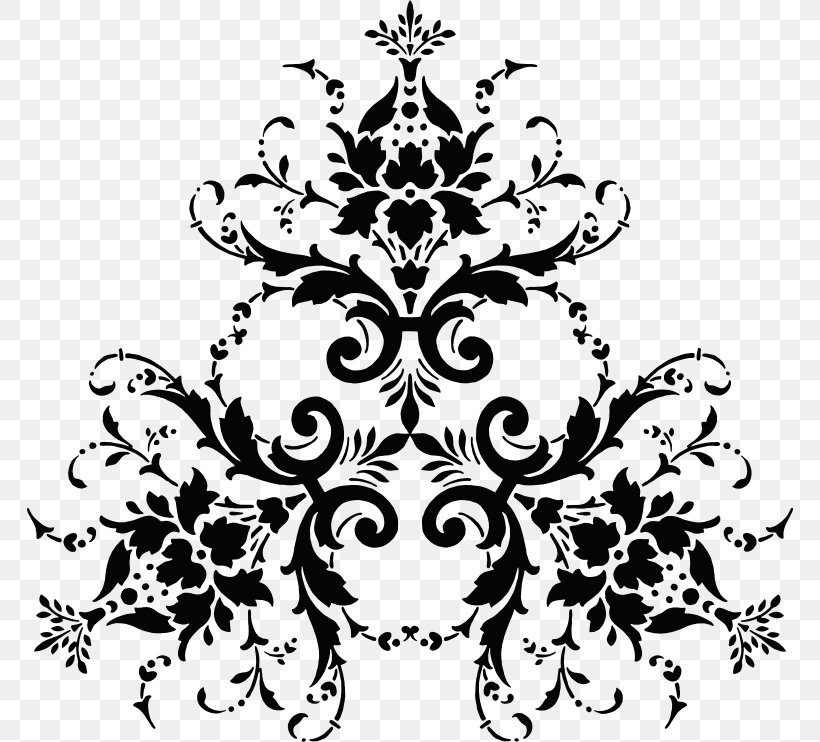 Stencil Silhouette Flower Floral Design, PNG, 767x742px, Stencil, Art, Black, Black And White, Branch Download Free