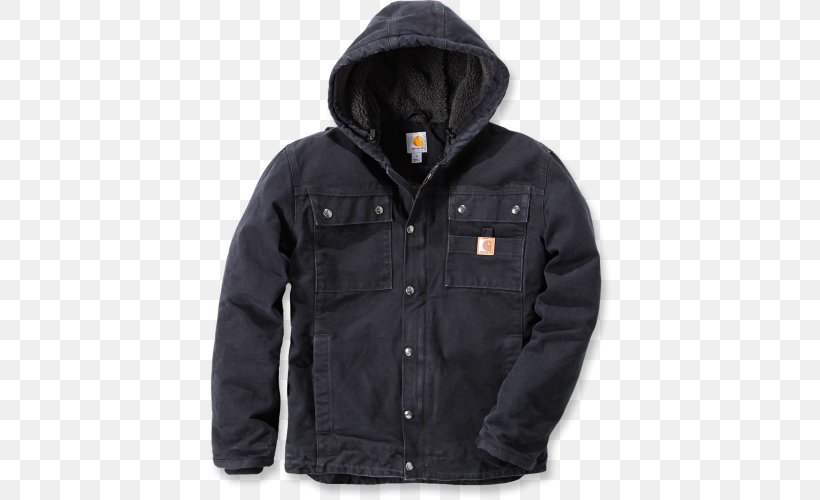 Jacket Coat Hoodie Clothing Workwear, PNG, 500x500px, Jacket, Black, Carhartt, Clothing, Coat Download Free