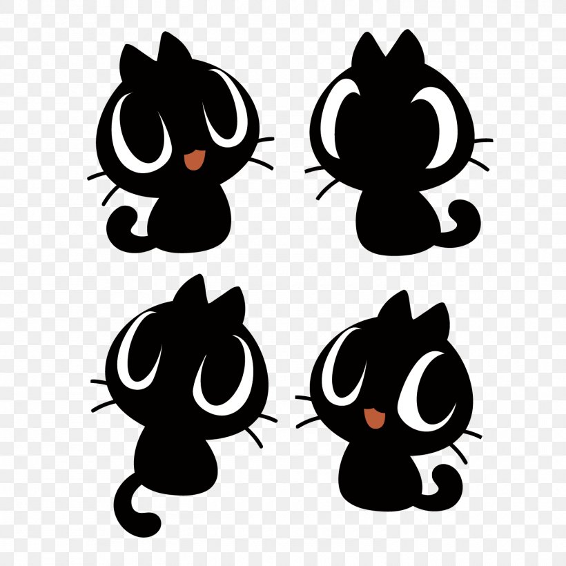 Cat Whiskers Clip Art, PNG, 1500x1500px, Cat, Black And White, Black Cat, Carnivoran, Cartoon Download Free
