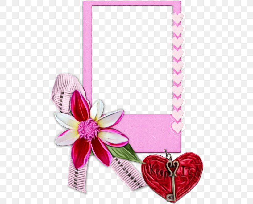 Picture Frame, PNG, 500x660px, Watercolor, Heart, Magenta, Paint, Picture Frame Download Free