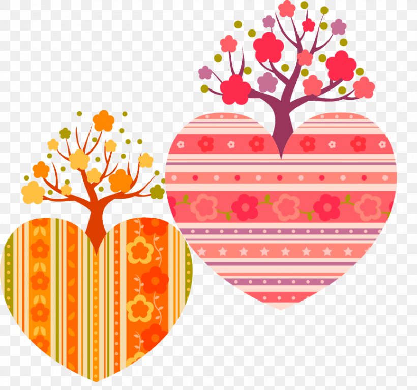 Hand Drawn Heart-shaped Stripe Pattern Trees, PNG, 865x810px, Tree, Color, Drawing, Floral Design, Flower Download Free
