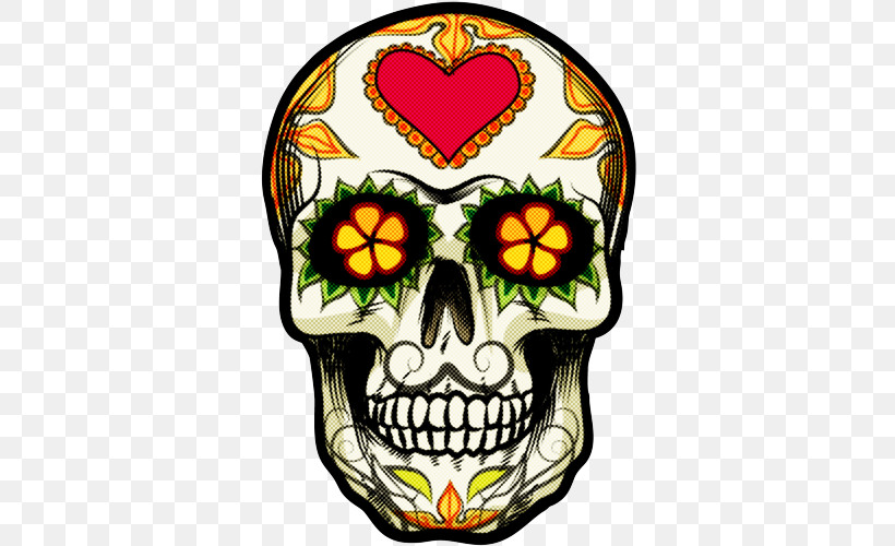 Bone Skull Head Sticker Heart, PNG, 500x500px, Bone, Head, Heart, Skull, Sticker Download Free