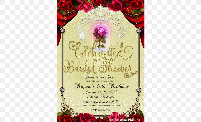 Wedding Invitation Sweet Sixteen Party Greeting & Note Cards Birthday, PNG, 500x500px, Wedding Invitation, Baby Shower, Bachelorette Party, Beauty And The Beast, Belle Download Free