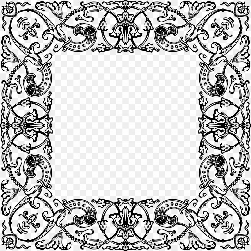 Picture Frames Ornament Decorative Arts, PNG, 2286x2286px, Picture Frames, Area, Art, Black And White, Border Download Free