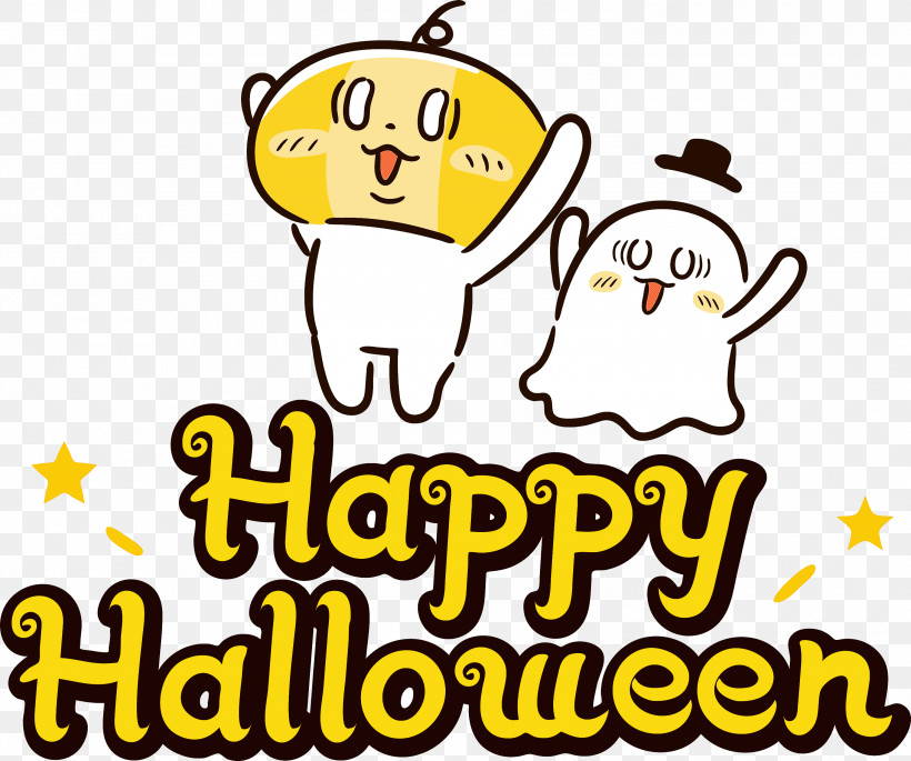 Happy Halloween, PNG, 3000x2507px, Happy Halloween, Cartoon, Emoticon, Happiness, Logo Download Free