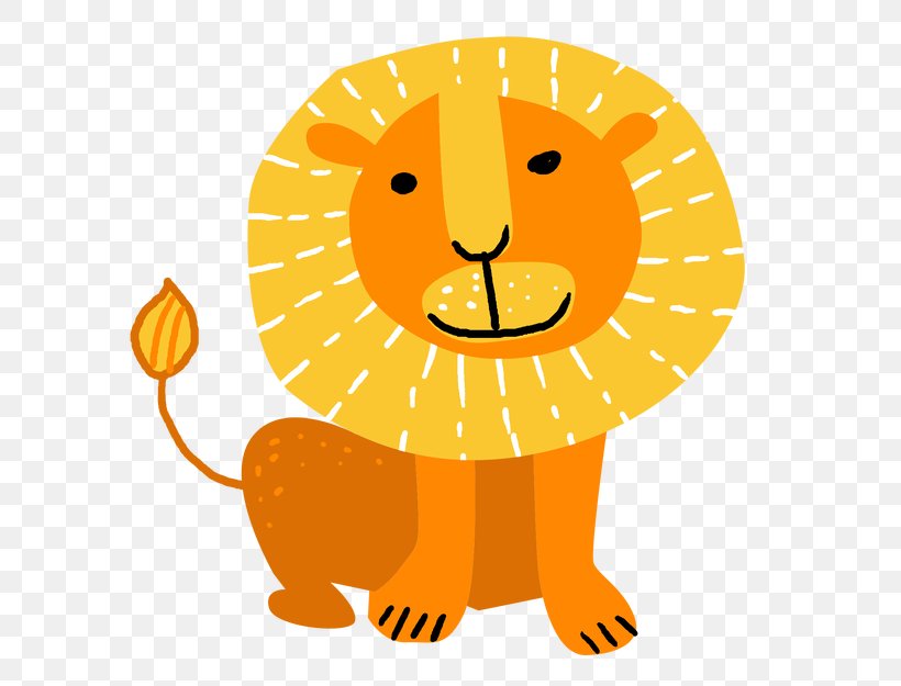 Orange, PNG, 600x625px, Cartoon, Lion, Orange, Smile, Yellow Download Free