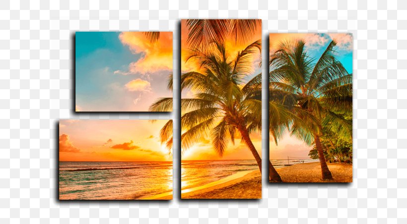 Sunset Beach Tropical Islands Resort Mural Wallpaper, PNG, 613x452px, Beach, Art, Canvas, Heat, Landscape Download Free