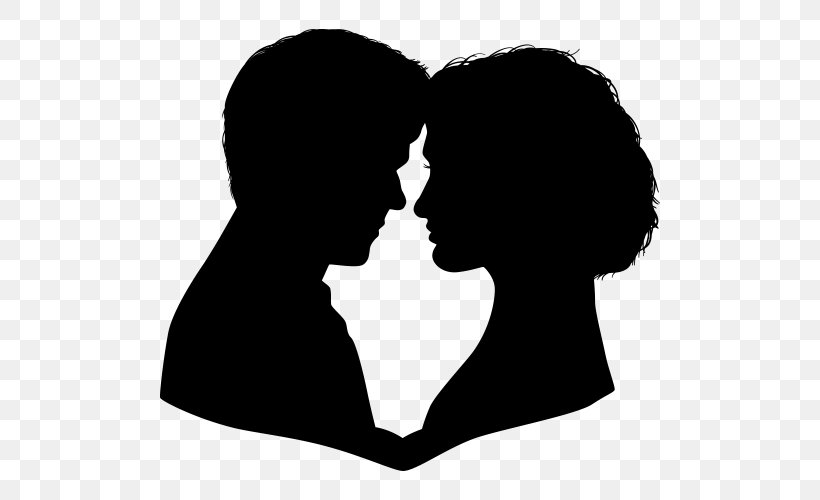 Silhouette Couple Clip Art, PNG, 500x500px, Silhouette, Black And White, Couple, Emotion, Falling In Love Download Free