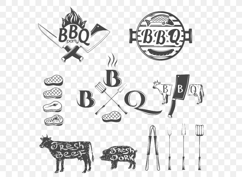 Barbecue Steak Meat, PNG, 600x600px, Barbecue, Black And White, Brand, Food, Fork Download Free
