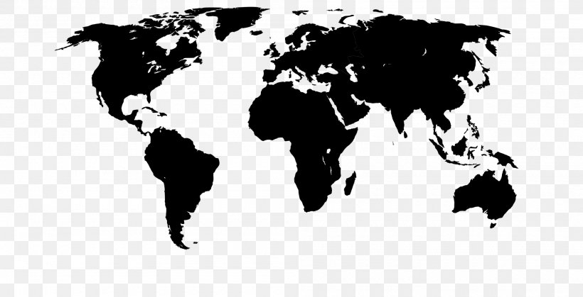 World Map Clip Art, PNG, 2000x1022px, World, Autocad Dxf, Black, Black And White, Cattle Like Mammal Download Free