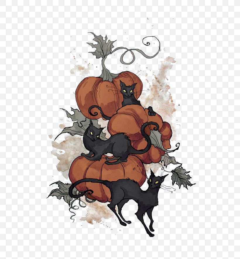Black Cat Halloween Kitten Witch, PNG, 564x886px, Art, Abigail Larson, Artist, Canvas Print, Cartoon Download Free