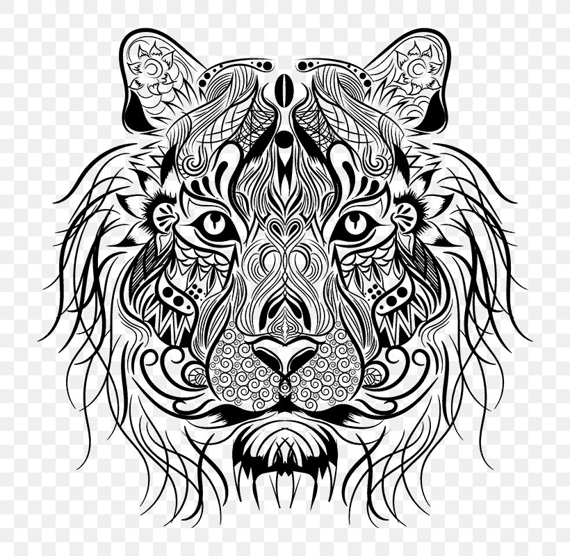 Coloring Book Tiger Lion Drawing, PNG, 800x800px, Coloring Book, Alamy, Art, Big Cats, Black Download Free