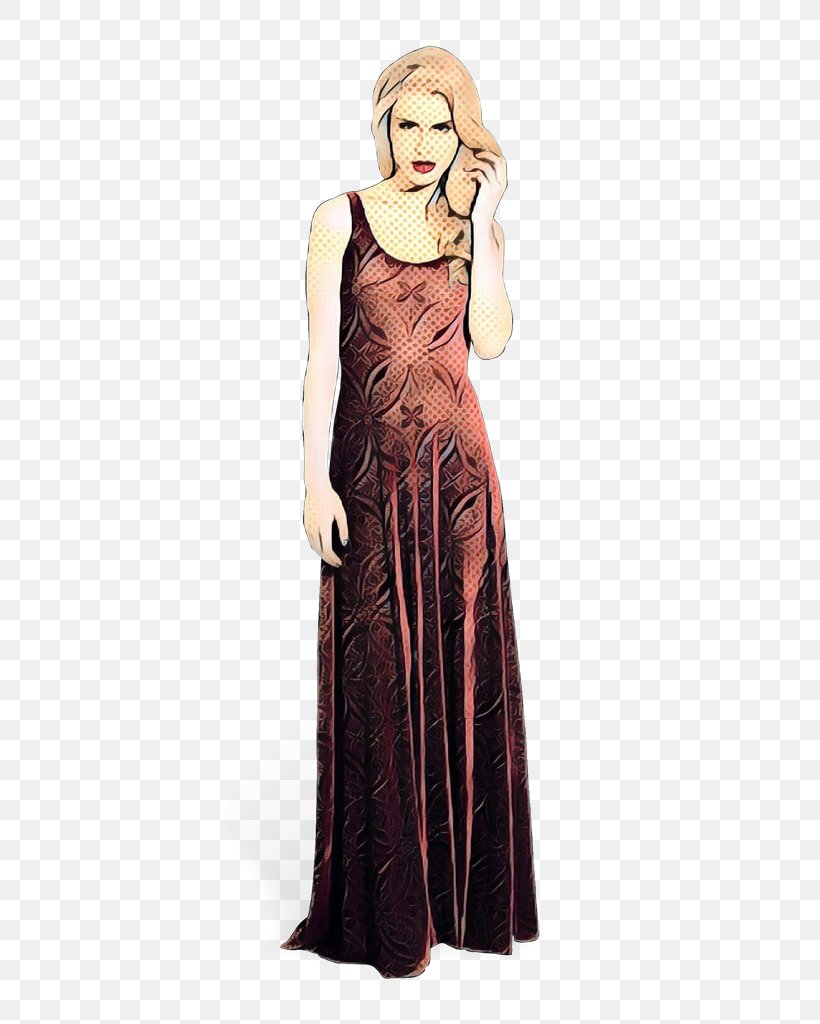 Clothing Dress Gown Maroon Brown, PNG, 683x1024px, Pop Art, Brown, Clothing, Day Dress, Dress Download Free