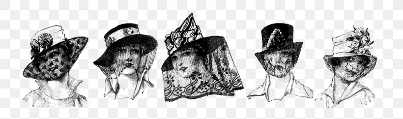Fashion Vintage Clothing Hat Decoupage Clip Art, PNG, 1600x473px, Fashion, Artwork, Black And White, Decoupage, Digital Stamp Download Free