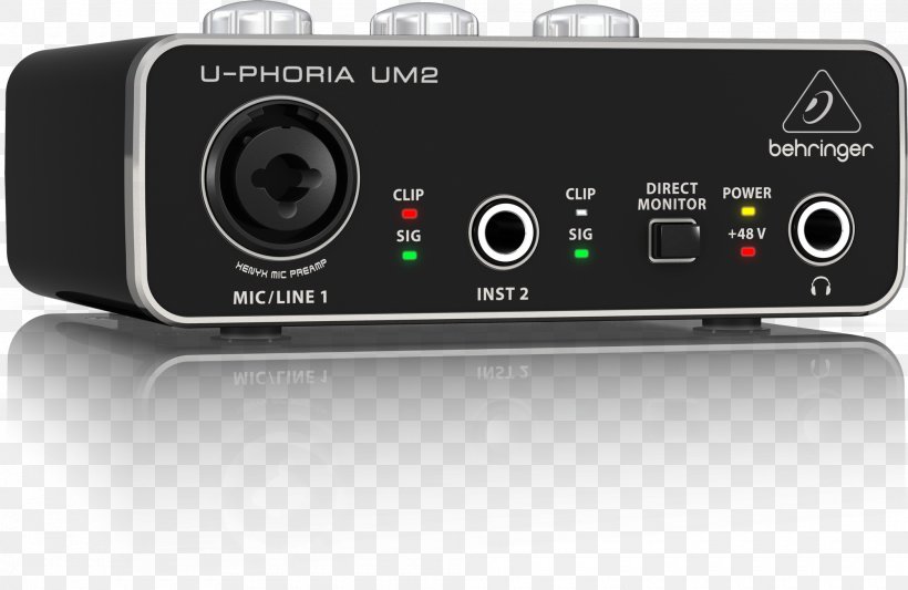 Microphone Behringer U-Phoria UM2 Sound Cards & Audio Adapters, PNG, 2000x1301px, Microphone, Audio, Audio Equipment, Audio Receiver, Audiophile Download Free