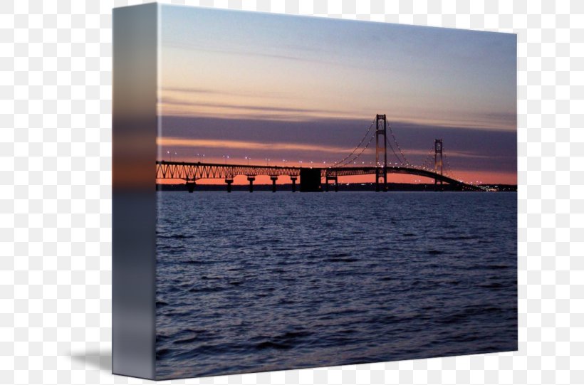 Mackinac Bridge Mackinac County, Michigan Gallery Wrap Horizon Canvas, PNG, 650x541px, Mackinac Bridge, Art, Bridge, Calm, Canvas Download Free