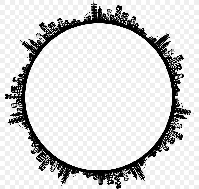 Circle Skyline Drawing Clip Art, PNG, 777x776px, Skyline, Black, Black And White, City, Drawing Download Free