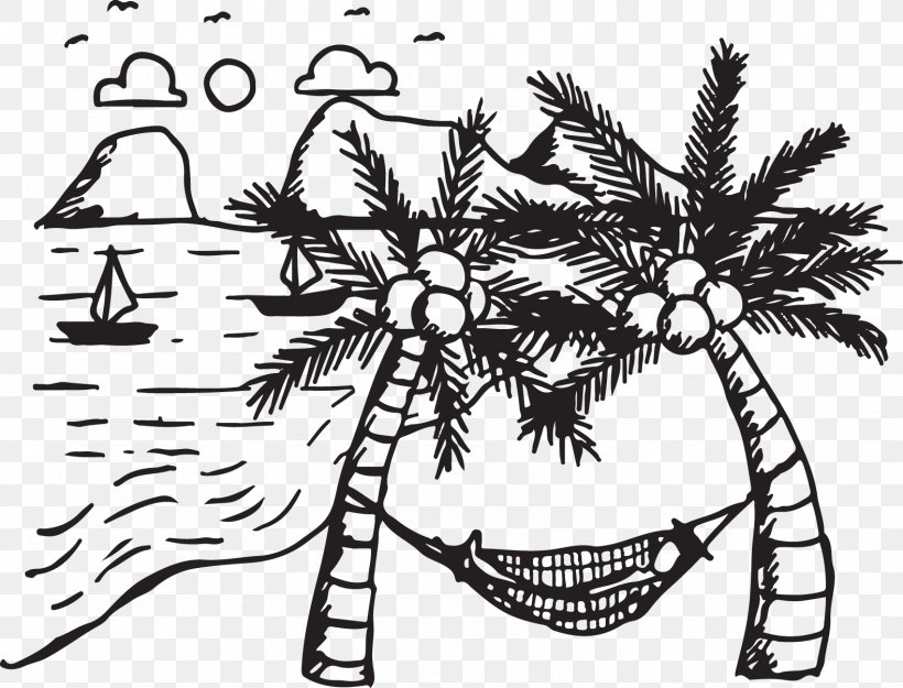 Coconut Tree Arecaceae Drawing, PNG, 1579x1204px, Coconut, Arecaceae, Art, Beach, Black And White Download Free