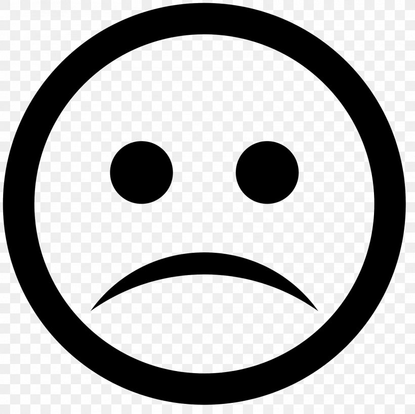 Emoticon Smiley Sadness, PNG, 1600x1600px, Emoticon, Area, Black And White, Button, Face Download Free