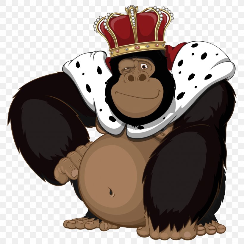 Gorilla Ape King Kong Monkey, PNG, 1073x1073px, Watercolor, Cartoon, Flower, Frame, Heart Download Free