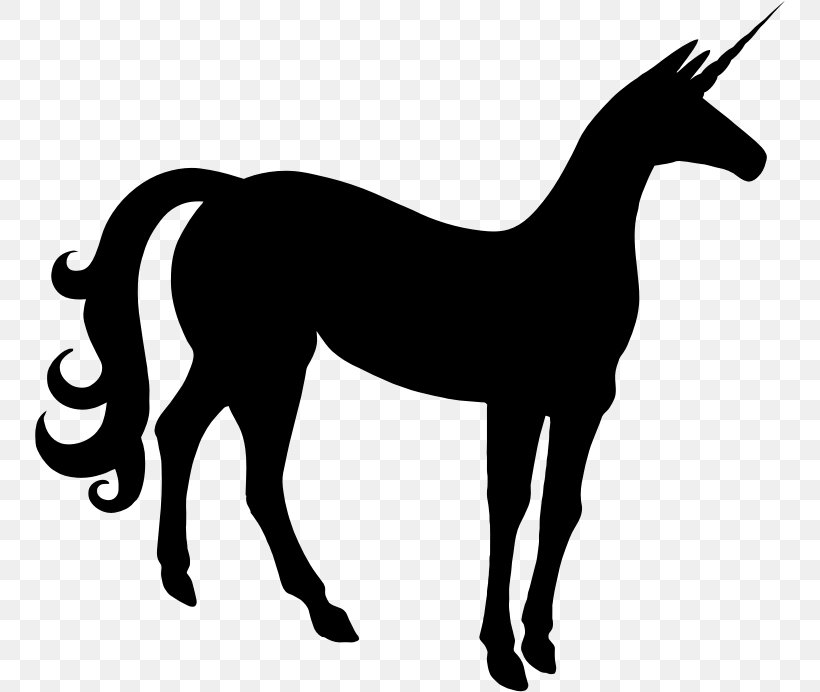 Horse Unicorn Silhouette Clip Art, PNG, 750x692px, Horse, Art, Black And White, Cartoon, Color Download Free