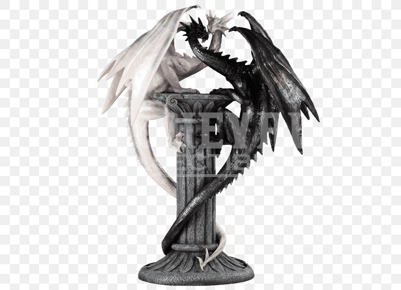 White Dragon Sculpture Statue Legendary Creature, PNG, 593x593px, Dragon, Black And White, Fairy, Fantasy, Fictional Character Download Free