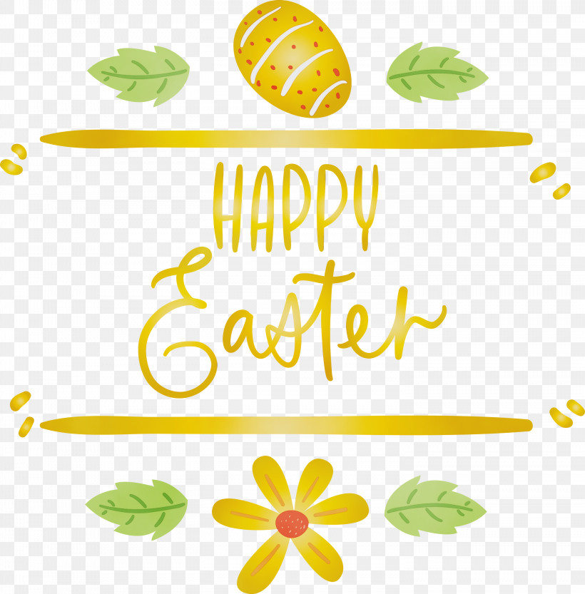 Leaf Yellow Green Text Plant, PNG, 2952x3000px, Easter Day, Easter Sunday, Green, Happy Easter, Leaf Download Free