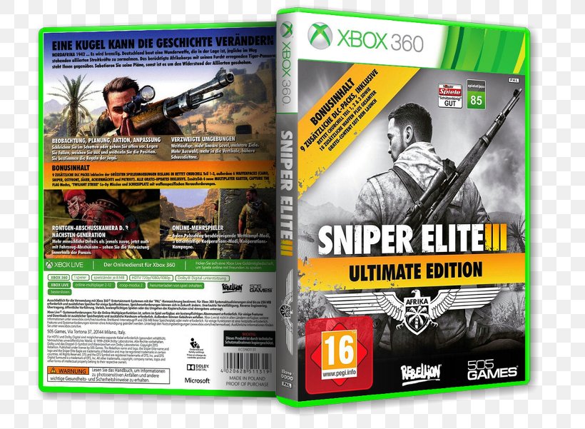 Xbox 360 Sniper Elite III Sniper Elite 4 Ultimate Marvel Vs. Capcom 3, PNG, 800x601px, 505 Games, Xbox 360, Advertising, Brand, Electronic Device Download Free