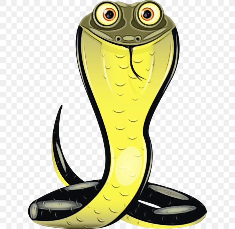 King Cobra Mamba Yellow Elapidae Cartoon, PNG, 623x800px, Watercolor, Cartoon, Elapidae, Indian Cobra, King Cobra Download Free