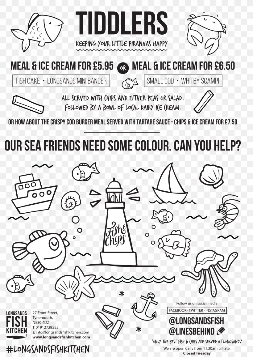 Longsands Fish Kitchen Restaurant Kitchen Cabinet Menu, PNG, 2290x3227px, Kitchen, Area, Art, Black And White, Coloring Book Download Free