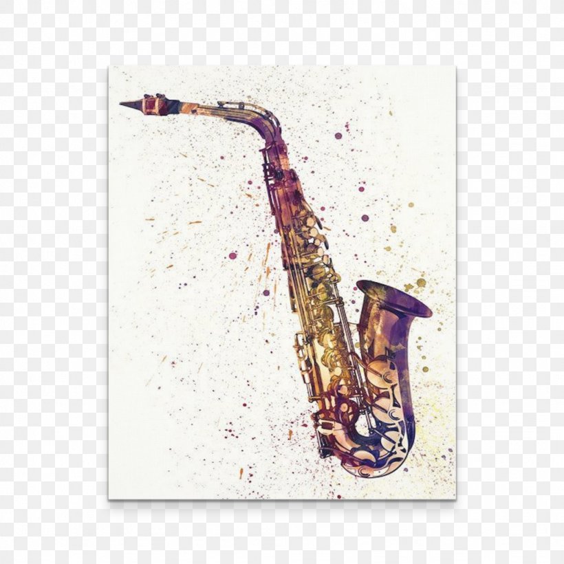Saxophone Canvas Print Art Watercolor Painting, PNG, 1024x1024px, Watercolor, Cartoon, Flower, Frame, Heart Download Free
