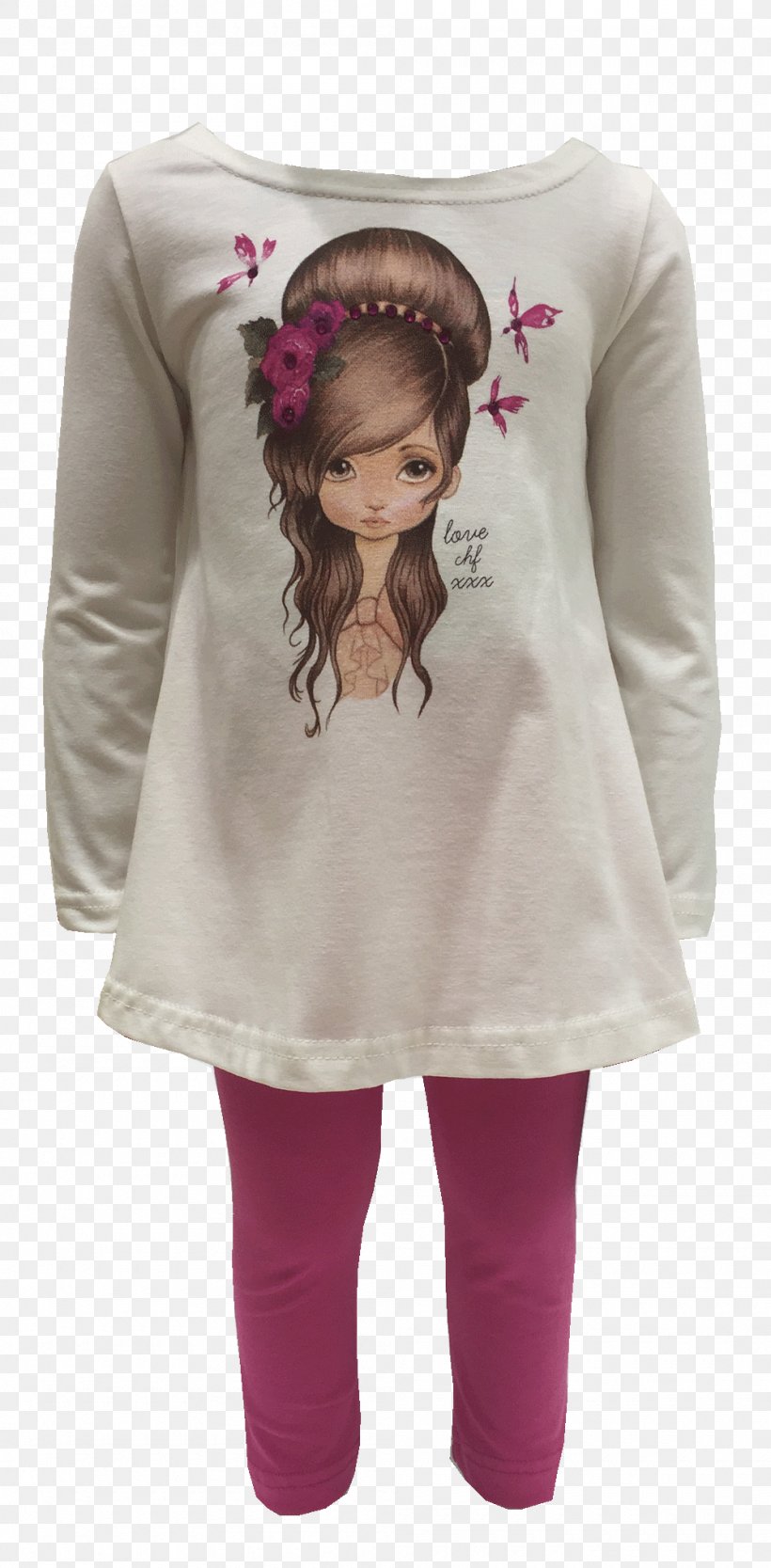 Long-sleeved T-shirt Child Pink M, PNG, 1000x2034px, Watercolor, Cartoon, Flower, Frame, Heart Download Free
