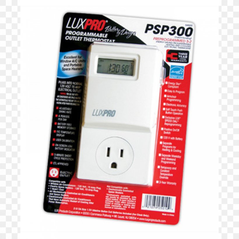 Lux Products Programmable Thermostat Air Conditioning Timer, PNG, 1000x1000px, Lux Products, Ac Power Plugs And Sockets, Air Conditioning, Ampere, Control System Download Free