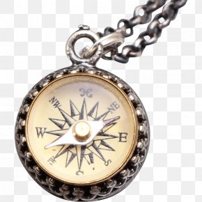 Compass - Jewellery Charms & Pendants Locket Silver Necklace PNG