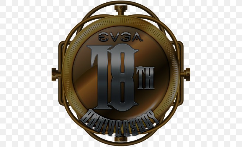 Badge EVGA Corporation Nvidia, PNG, 500x500px, Badge, Anniversary, Brand, Brass, Digital Media Download Free