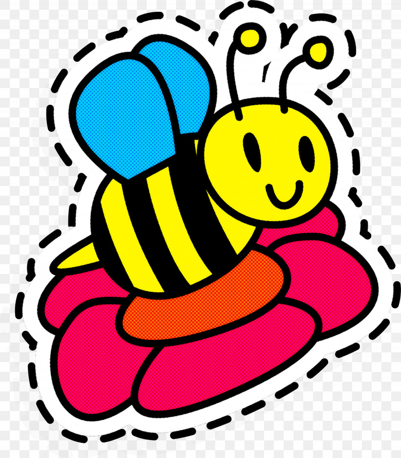 Yellow Cartoon Pink Honeybee Membrane-winged Insect, PNG, 2700x3082px, Yellow, Bee, Cartoon, Circle, Honeybee Download Free