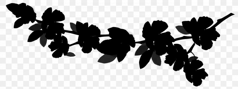 Flower Font Silhouette Line Leaf, PNG, 3000x1130px, Flower, Black M, Blackandwhite, Branch, Flowering Plant Download Free