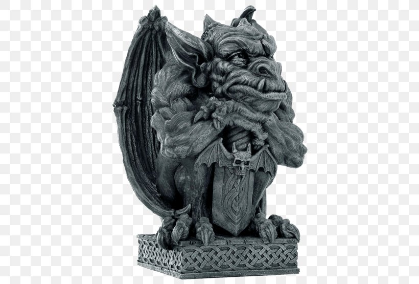 Gargoyle Statue Sculpture Figurine Gothic Architecture, PNG, 555x555px, Gargoyle, Architecture, Art, Black And White, Carving Download Free