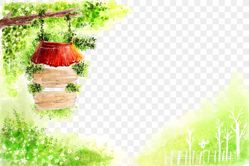 Cartoon Spring Illustration, PNG, 4500x3000px, Watercolor Painting, Cartoon, Grass, Green, High Definition Television Download Free