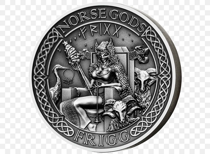 Odin Coin Norse Mythology Frigg Norsemen, PNG, 600x600px, Odin, Baldr, Black And White, Coin, Currency Download Free