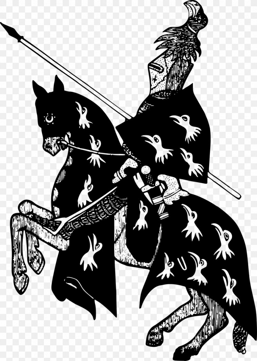 Horse Knight Middle Ages Clip Art, PNG, 912x1280px, Horse, Art, Black, Black And White, Carnivoran Download Free