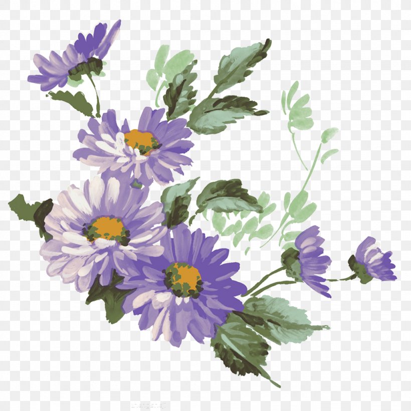 Chrysanthemum Purple Ink Wash Painting Flower, PNG, 1024x1024px, Chrysanthemum, Annual Plant, Artificial Flower, Aster, Bud Download Free