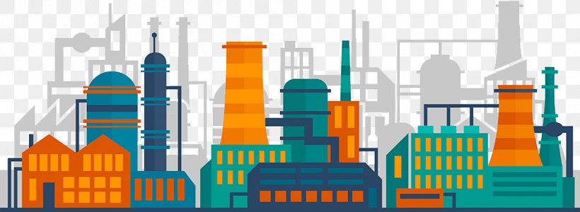Industry Factory Vector Graphics Royalty-free Industrial Architecture, PNG, 1000x367px, Industry, Animation, Building, City, Cityscape Download Free