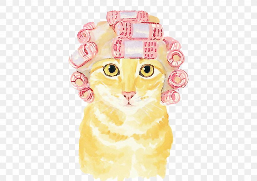 Yellow Pink Cartoon Cat, PNG, 3508x2480px, Watercolor, Cartoon, Cat, Paint, Pink Download Free