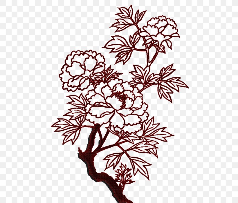 Drawing Line Art Peony Painting, PNG, 700x700px, Drawing, Area, Art, Black And White, Branch Download Free